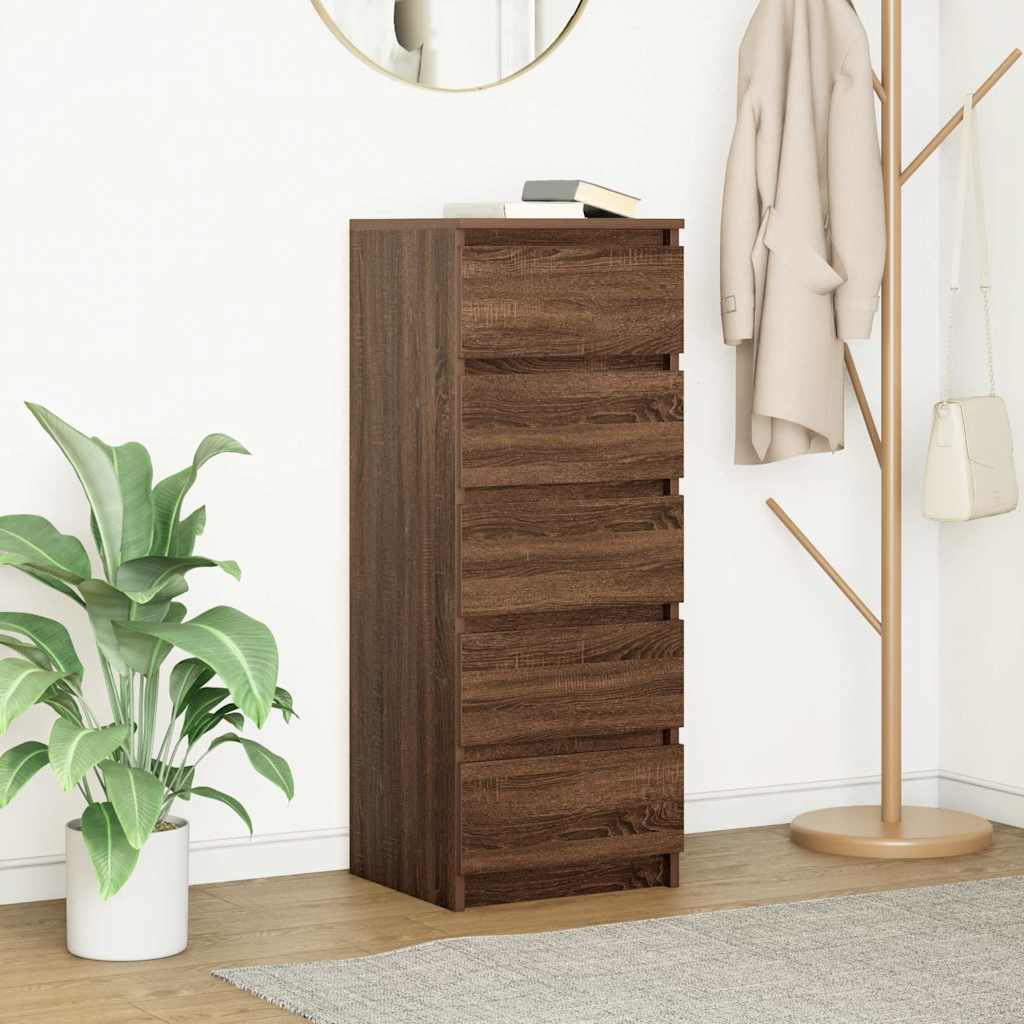 Credenza con Cassetti Rovere Marrone 37,5x35x99cm in Truciolato