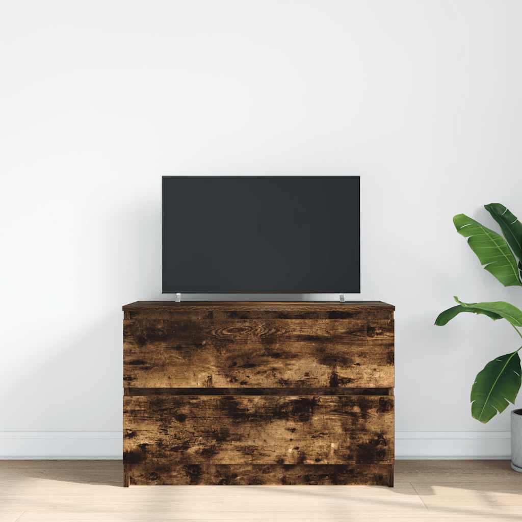 Mobile TV Rovere Fumo 80x35x54 cm in Legno Multistrato