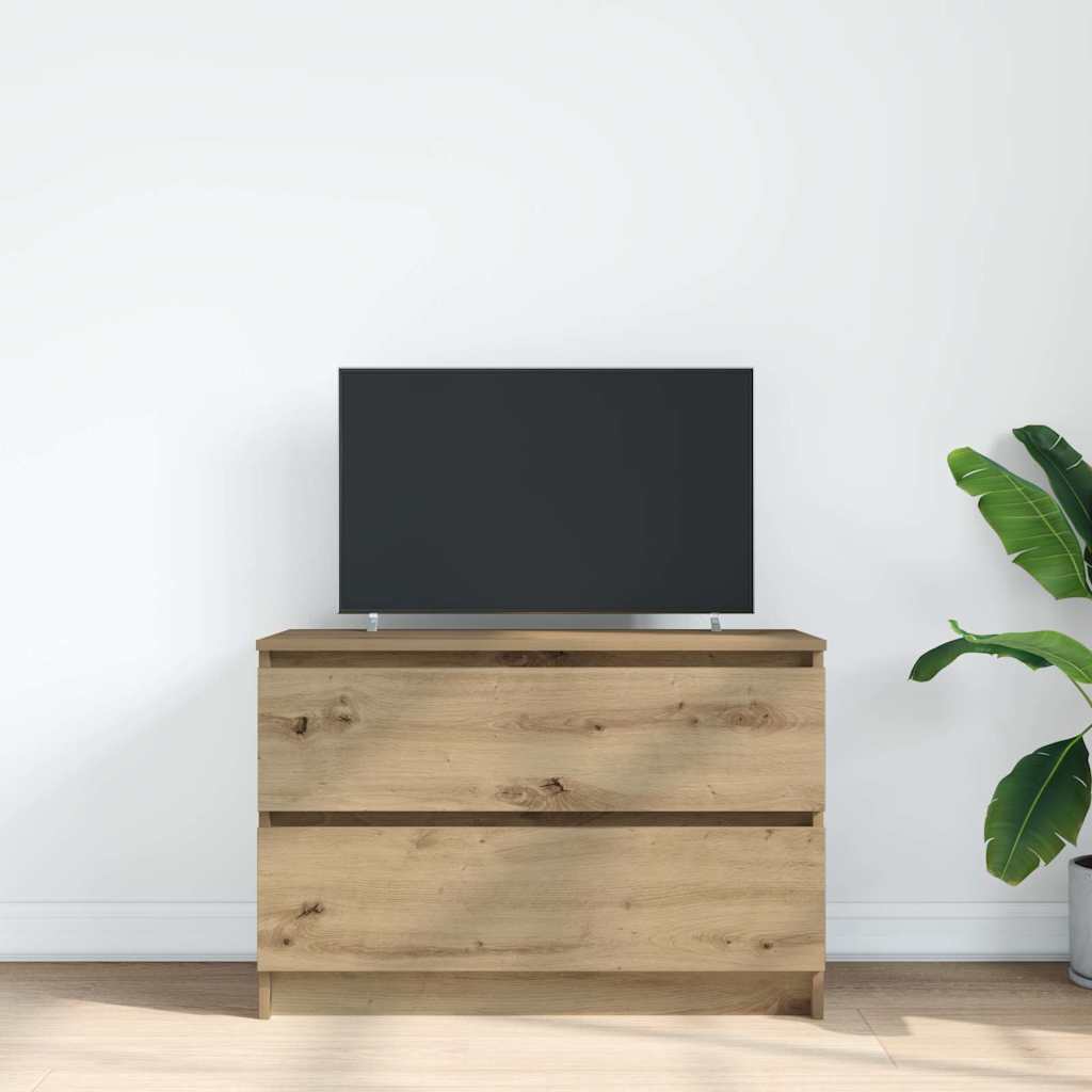 Mobile TV Rovere Artigianale 80x35x54 cm in Legno Multistrato