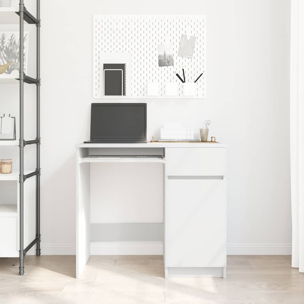 Scrivania Bianca 86x49x76 cm in Legno Multistrato