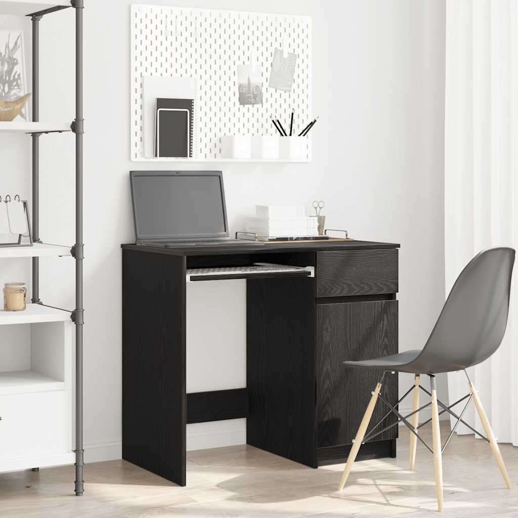 Scrivania Rovere Nera 86x49x76 cm in Legno Multistrato