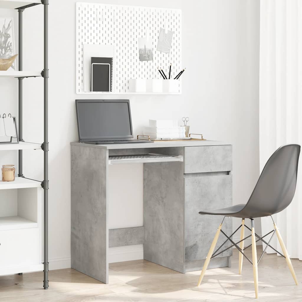 Scrivania Grigio Cemento 86x49x76 cm in Legno Multistrato