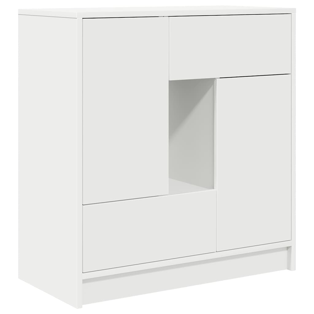 Credenza con Cassetti e Ante Bianco 70,5x34x74,5 cm
