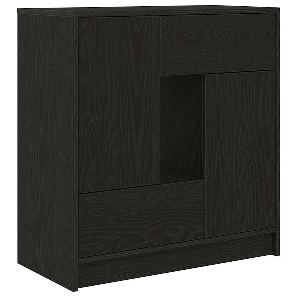 Credenza con Cassetti e Ante Rovere Nero 70,5x34x74,5 cm