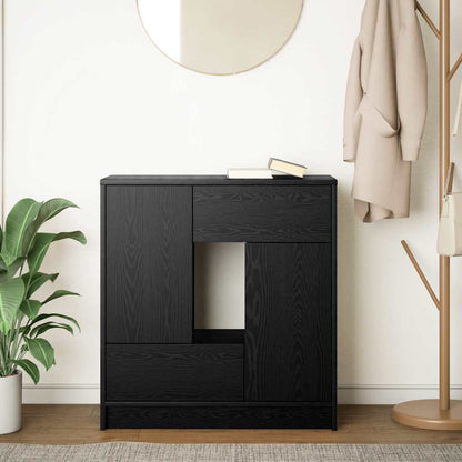 Credenza con Cassetti e Ante Rovere Nero 70,5x34x74,5 cm