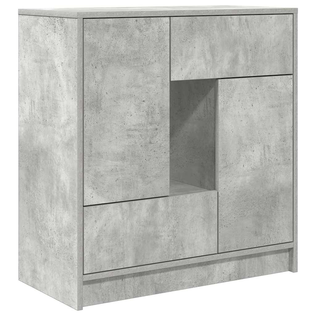 Credenza con Cassetti e Ante Grigio Cemento 70,5x34x74,5 cm