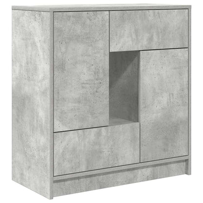 Credenza con Cassetti e Ante Grigio Cemento 70,5x34x74,5 cm