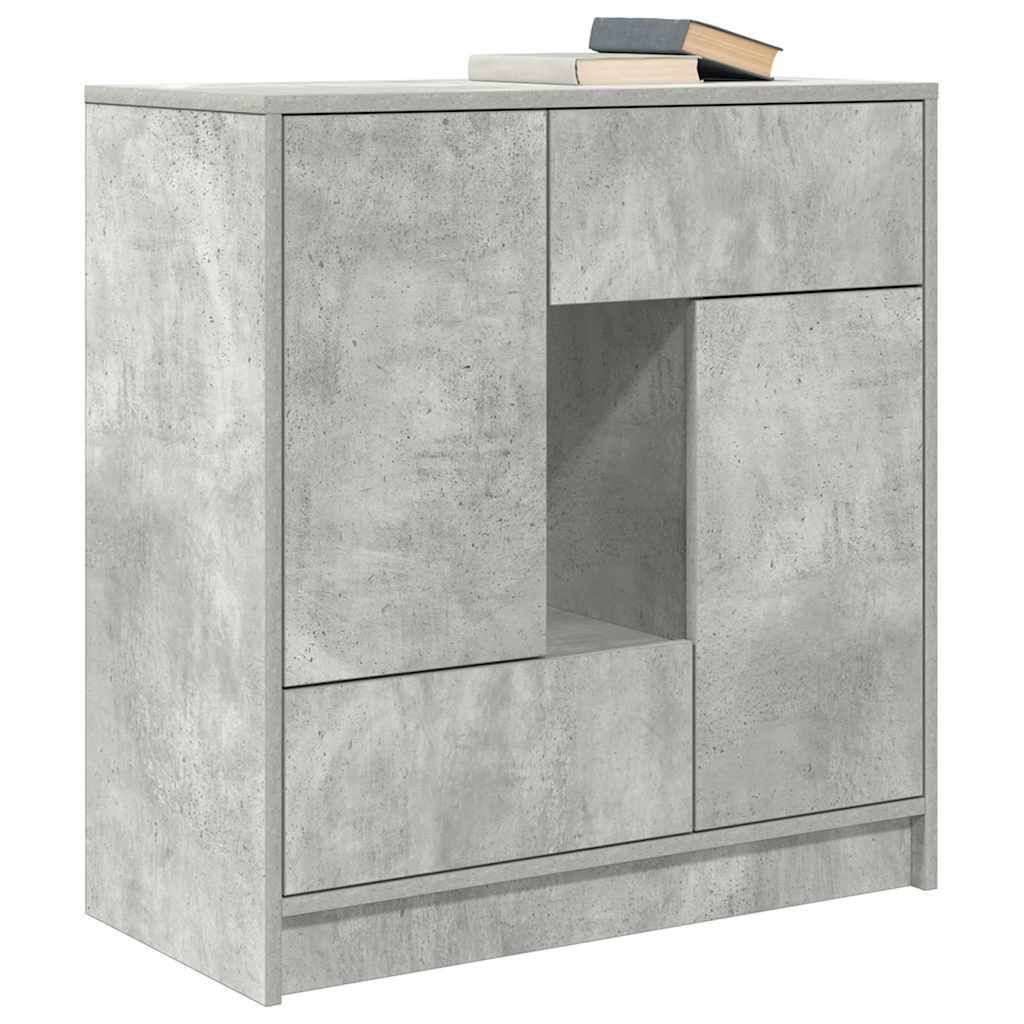 Credenza con Cassetti e Ante Grigio Cemento 70,5x34x74,5 cm