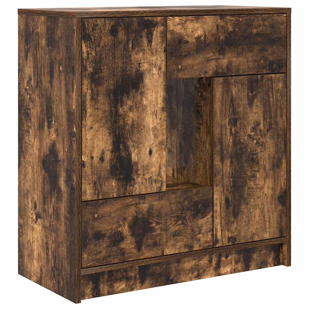 Credenza con Cassetti e Ante Rovere Fumo 70,5x34x74,5 cm