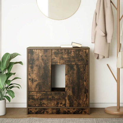 Credenza con Cassetti e Ante Rovere Fumo 70,5x34x74,5 cm