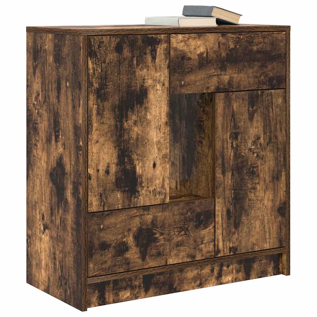 Credenza con Cassetti e Ante Rovere Fumo 70,5x34x74,5 cm