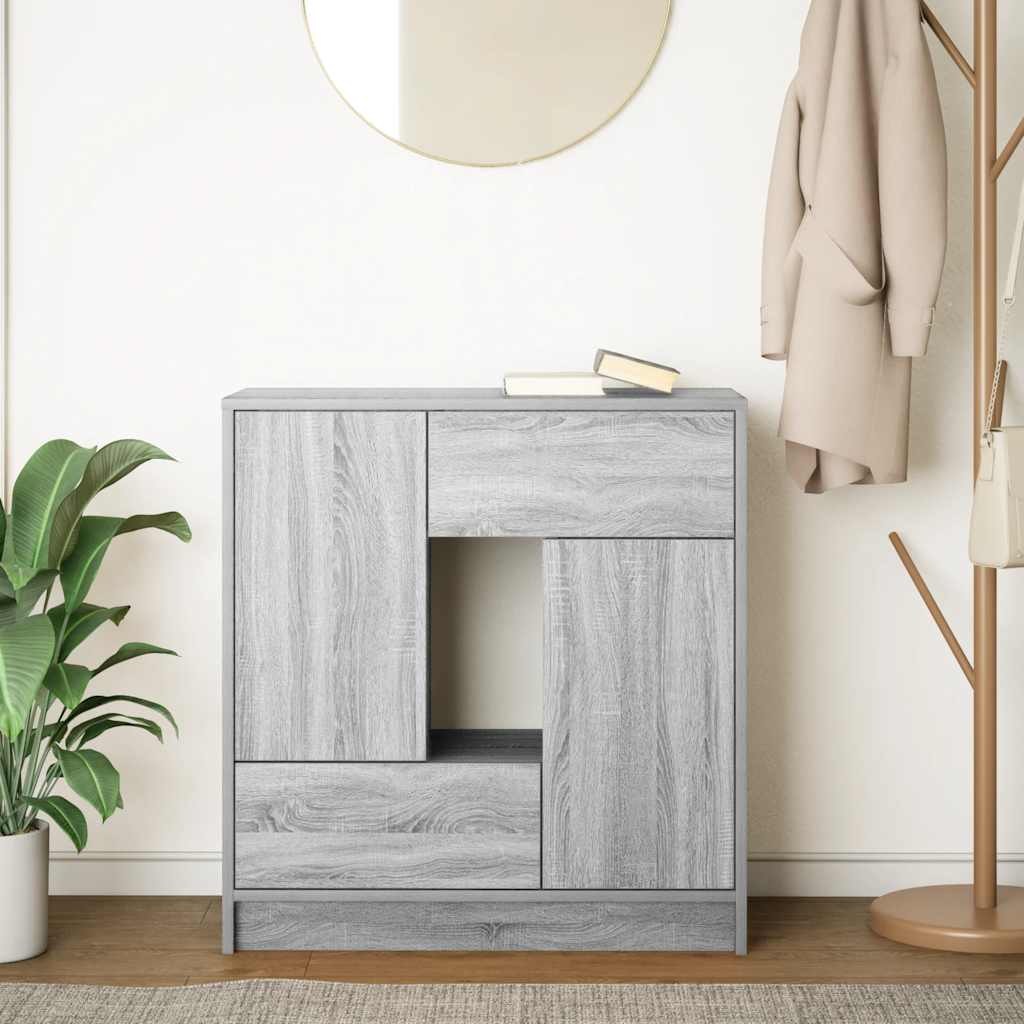 Credenza con Cassetti e Ante Grigio Sonoma 70,5x34x74,5 cm