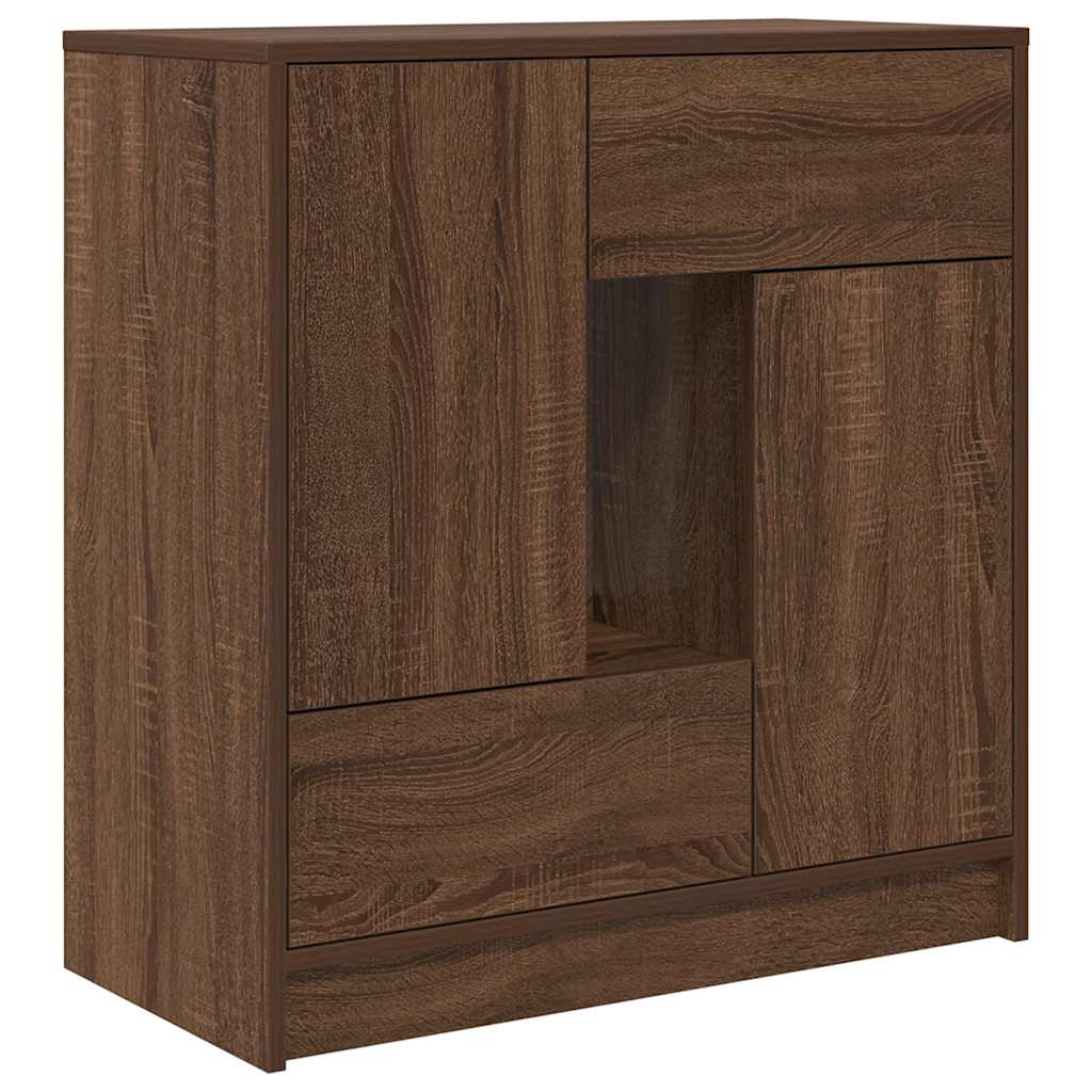 Credenza con Cassetti e Ante Rovere Marrone 70,5x34x74,5 cm