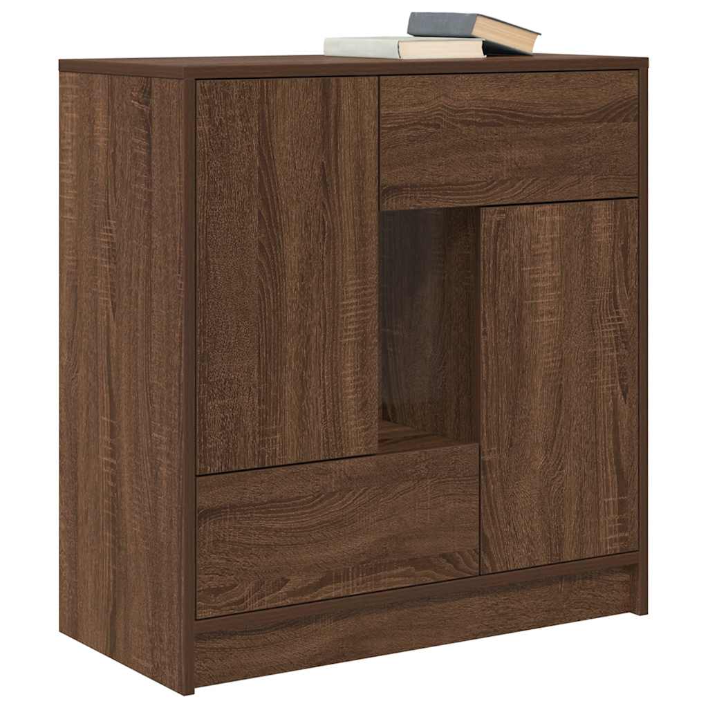 Credenza con Cassetti e Ante Rovere Marrone 70,5x34x74,5 cm
