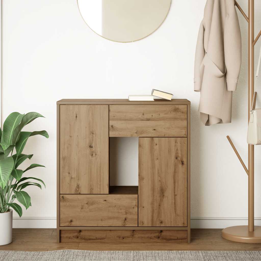Credenza con Cassetti e Ante Rovere Artigianale 70,5x34x74,5 cm