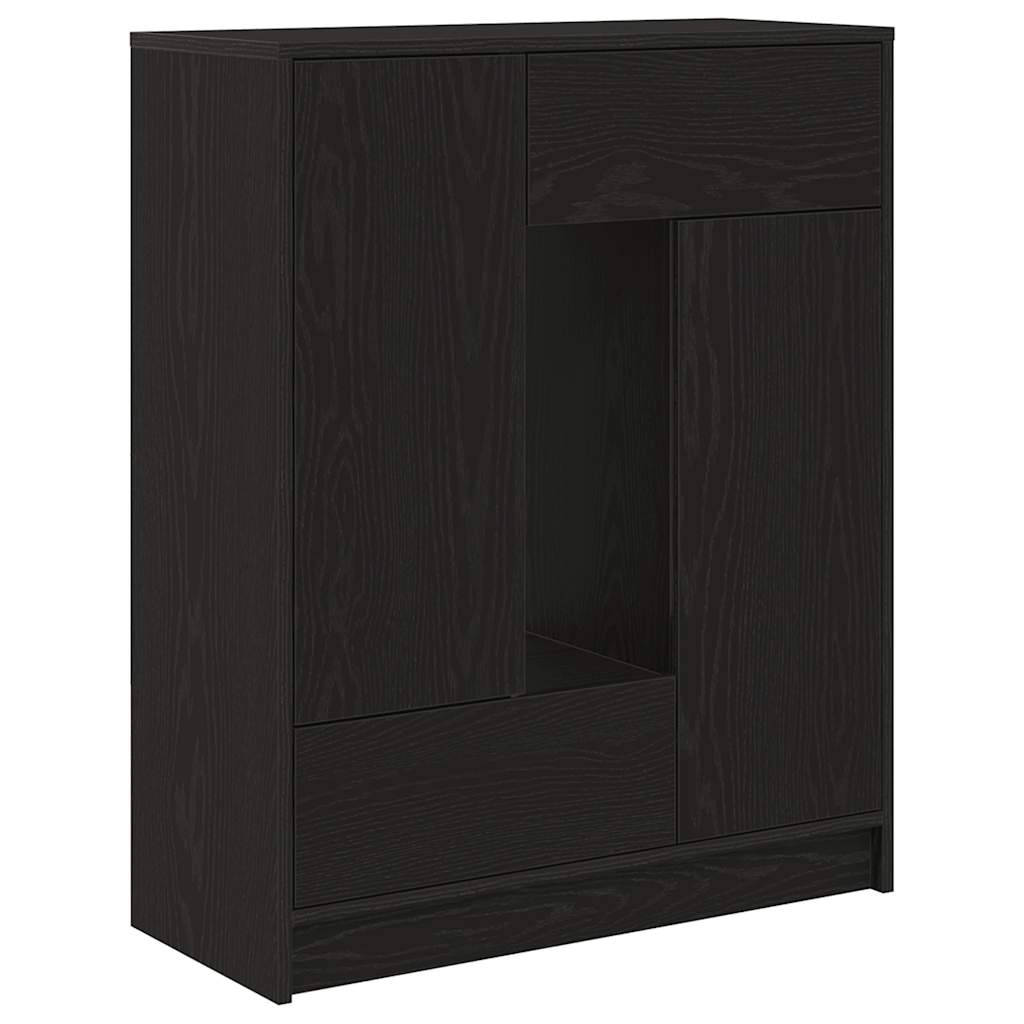 Credenza con Cassetti e Ante Rovere Nero 73x31x90 cm