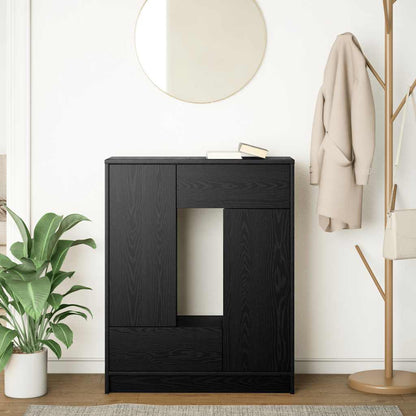 Credenza con Cassetti e Ante Rovere Nero 73x31x90 cm