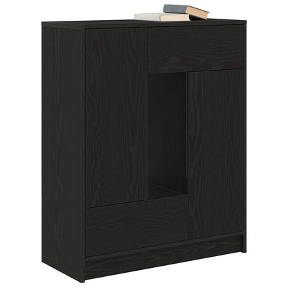 Credenza con Cassetti e Ante Rovere Nero 73x31x90 cm