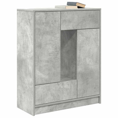 Credenza con Cassetti e Ante Grigio Cemento 73x31x90 cm