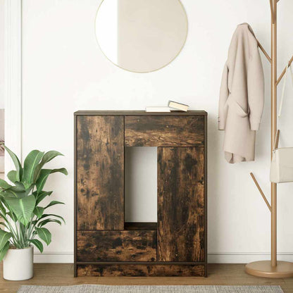 Credenza con Cassetti e Ante Rovere Fumo 73x31x90 cm