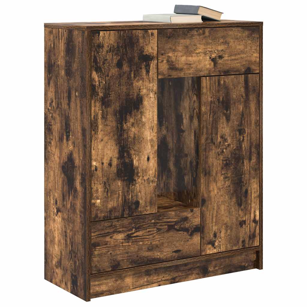 Credenza con Cassetti e Ante Rovere Fumo 73x31x90 cm