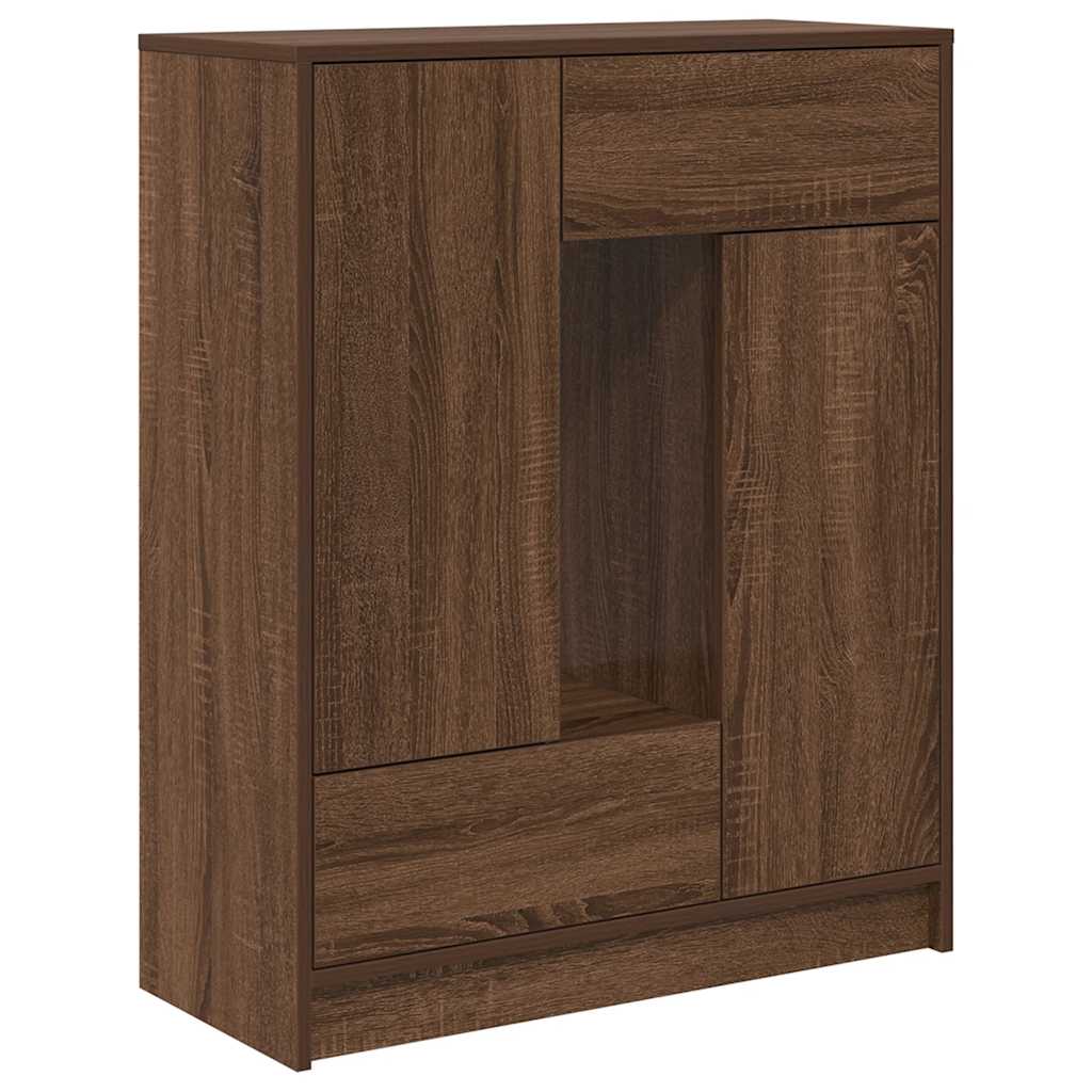 Credenza con Cassetti e Ante Rovere Marrone 73x31x90 cm