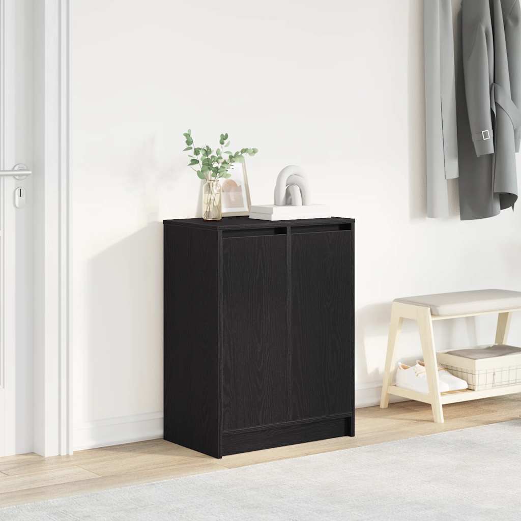 Scarpiera Rovere Nero 57x34x76 cm in Legno Multistrato