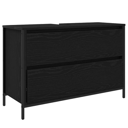 Mobile Lavabo da Bagno con Cassetti Rovere Nero 90x34,5x60 cm