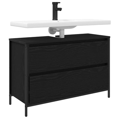 Mobile Lavabo da Bagno con Cassetti Rovere Nero 90x34,5x60 cm