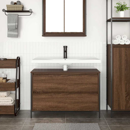 Mobile Lavabo da Bagno con Cassetti Rovere Marrone 90x34,5x60cm