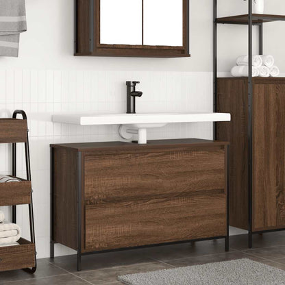 Mobile Lavabo da Bagno con Cassetti Rovere Marrone 90x34,5x60cm