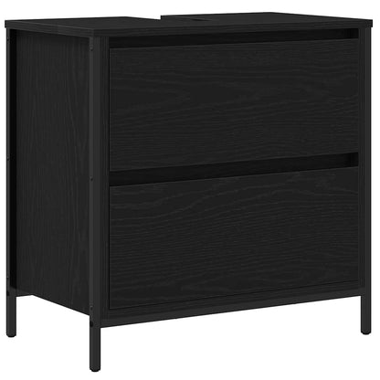 Mobile Lavabo da Bagno con Cassetti Rovere Nero 60x34,5x60 cm