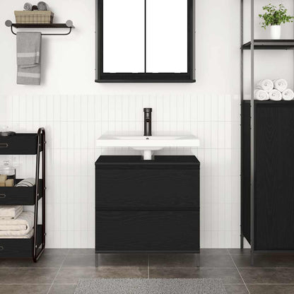 Mobile Lavabo da Bagno con Cassetti Rovere Nero 60x34,5x60 cm
