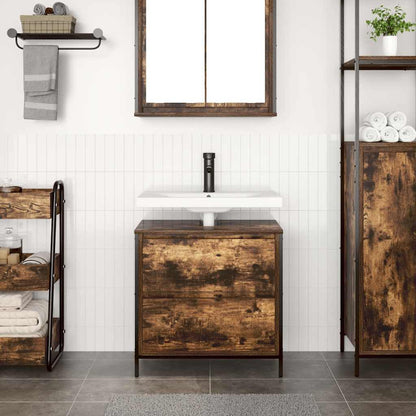 Mobile Lavabo da Bagno con Cassetti Rovere Fumo 60x34,5x60 cm