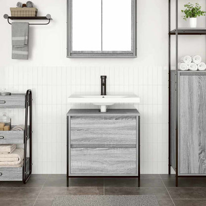 Mobile Lavabo da Bagno con Cassetti Grigio Sonoma 60x34,5x60 cm