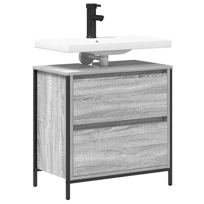 Mobile Lavabo da Bagno con Cassetti Grigio Sonoma 60x34,5x60 cm