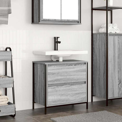 Mobile Lavabo da Bagno con Cassetti Grigio Sonoma 60x34,5x60 cm