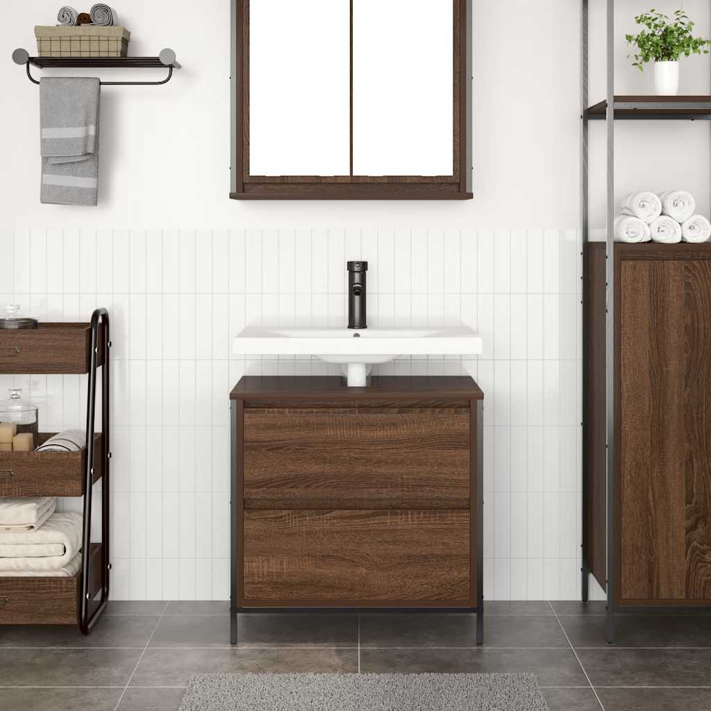 Mobile Lavabo da Bagno con Cassetti Rovere Marrone 60x34,5x60cm