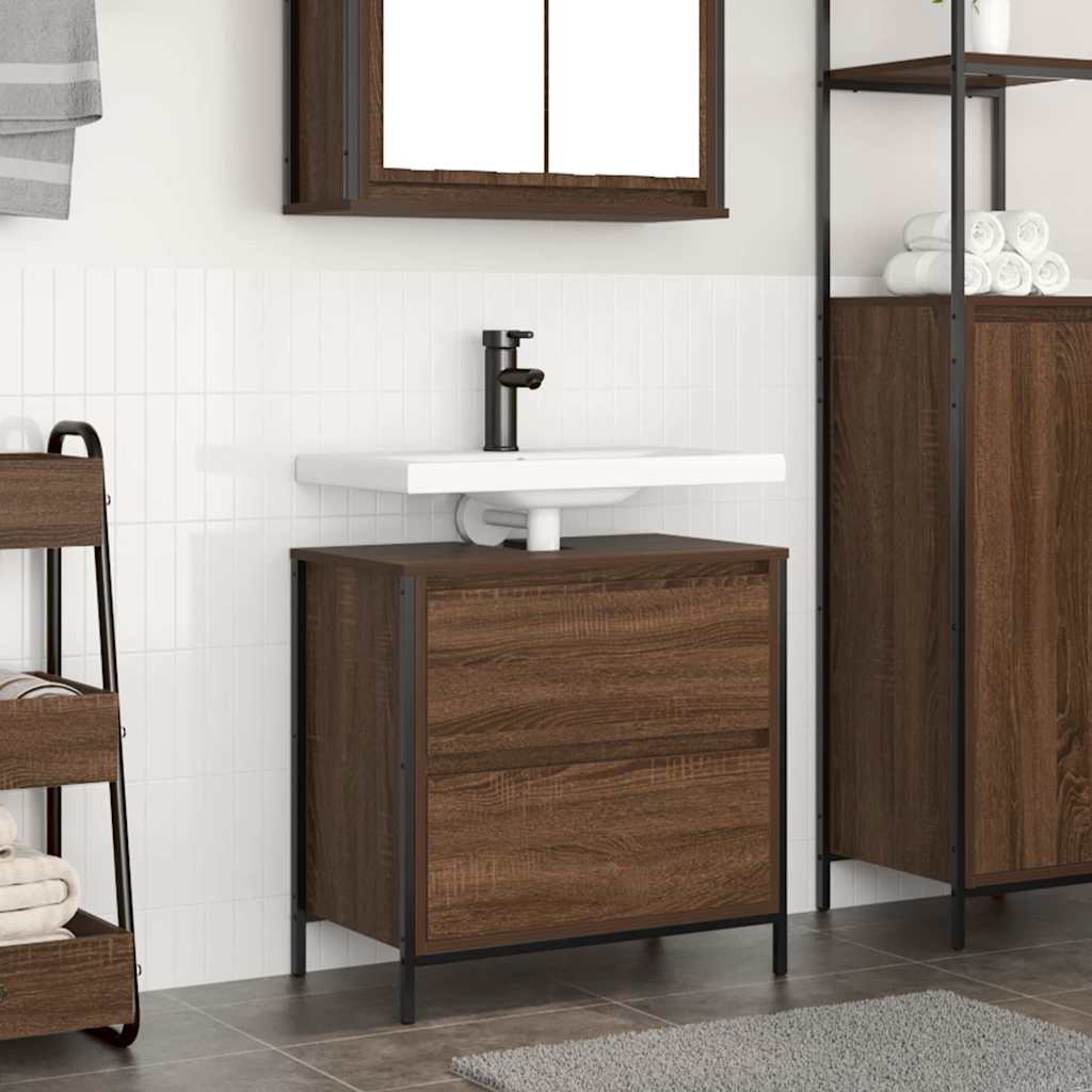Mobile Lavabo da Bagno con Cassetti Rovere Marrone 60x34,5x60cm