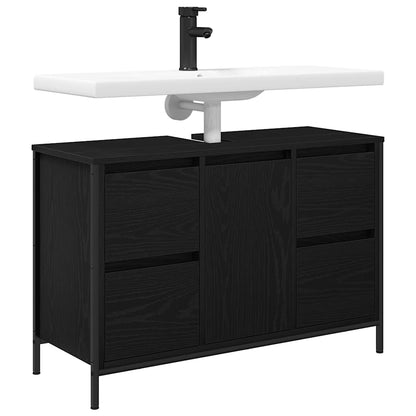 Mobile Lavabo con Cassetti Rovere Nero 90x34,5x60 cm