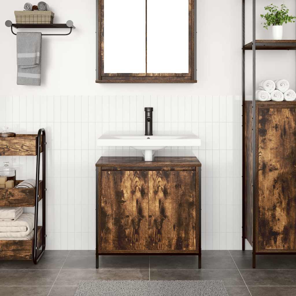 Mobile Lavabo da Bagno Rovere Fumo 60x34,5x60 cm