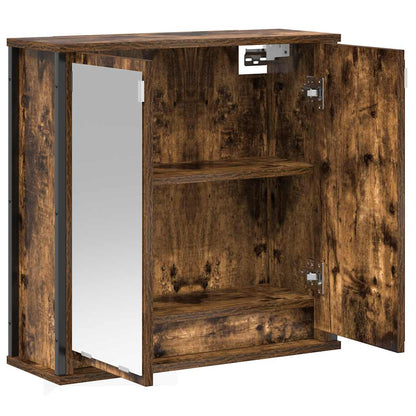 Pensile da Bagno con Specchio Rovere Fumo 60x21x60 cm