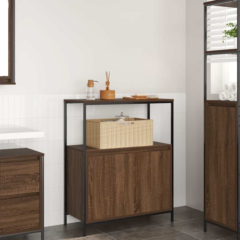 Mobile da Bagno con Ripiani Rovere Marrone 76,5x35x95 cm