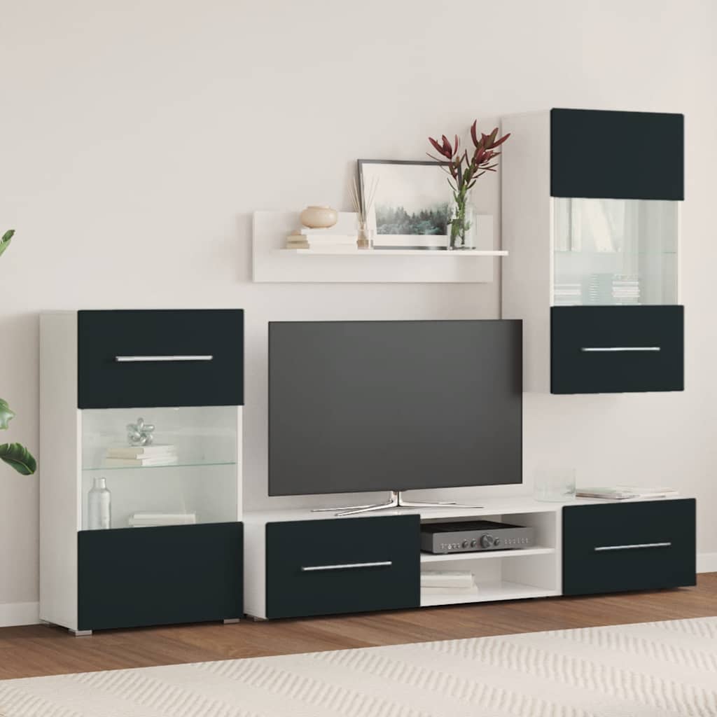 UnitÃ  TV 5 pz con Illuminazione a LED Indaco Opaco Truciolato