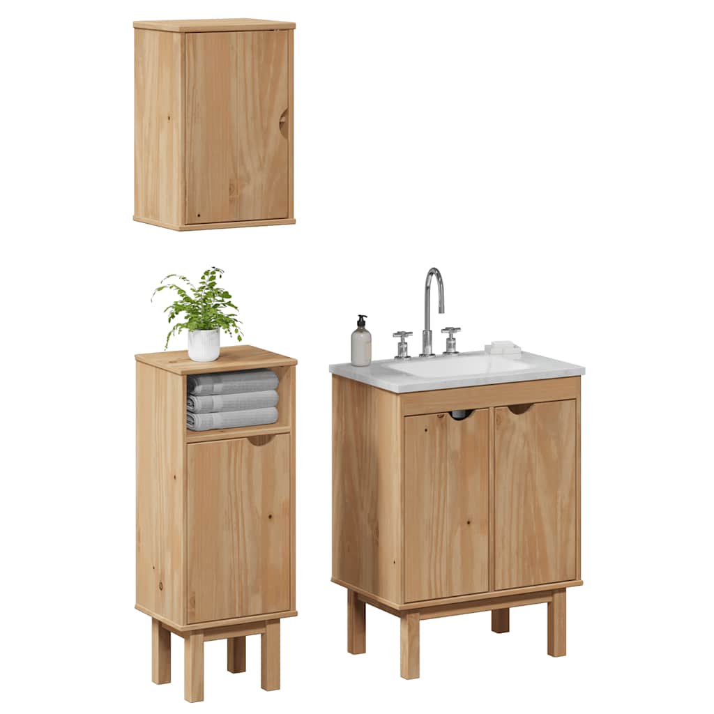 Set Mobili da Bagno 3 pz OTTA in Legno Massello di Pino