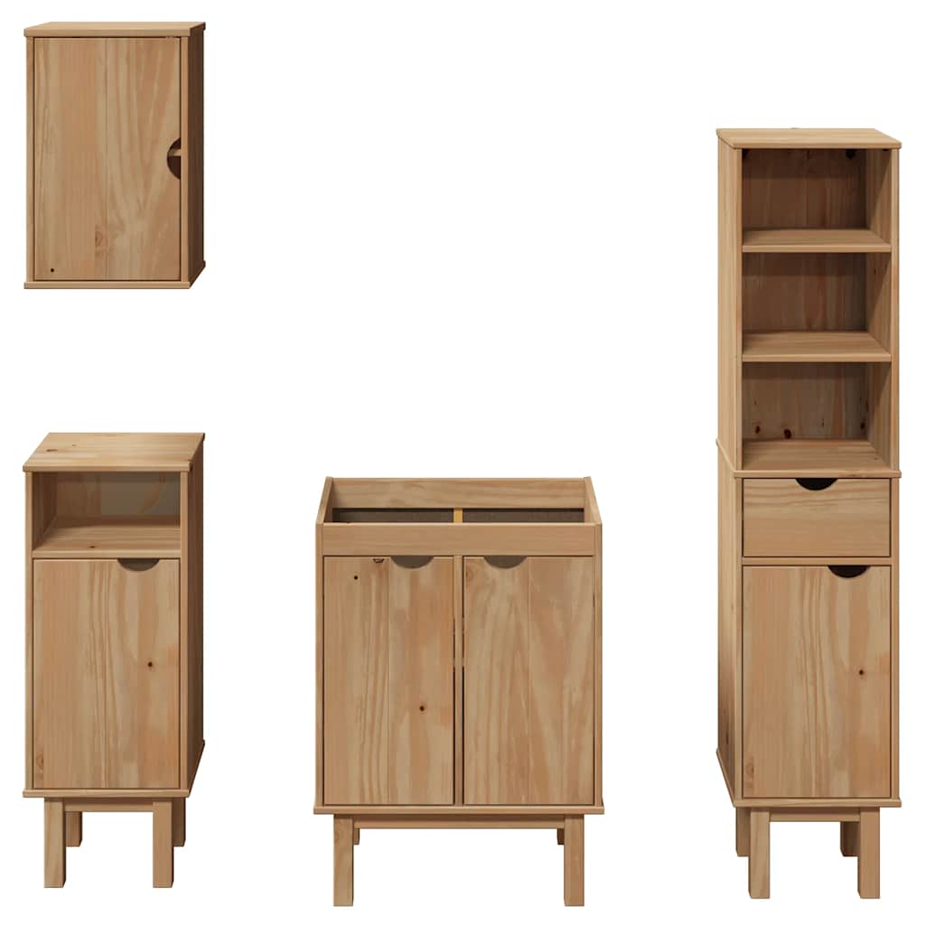 Set Mobili da Bagno 4 pz OTTA in Legno Massello di Pino