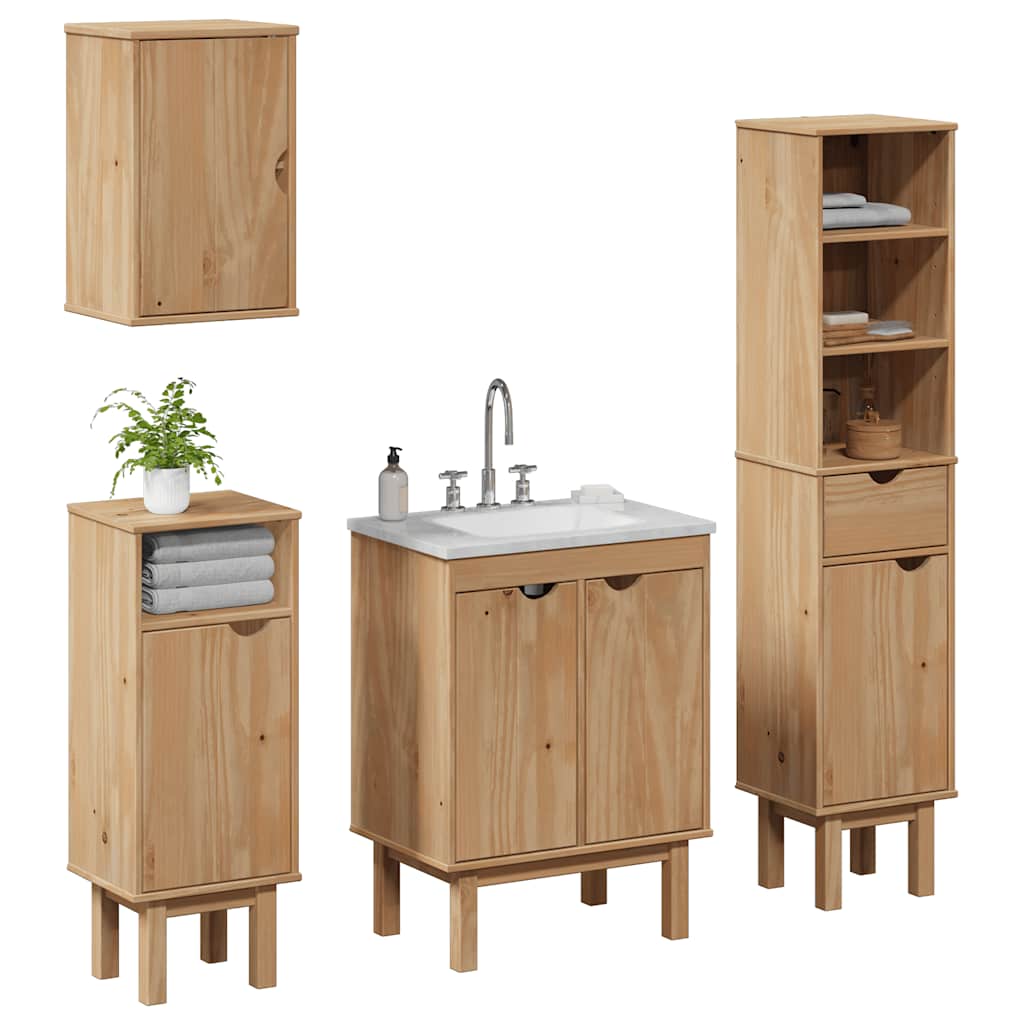 Set Mobili da Bagno 4 pz OTTA in Legno Massello di Pino