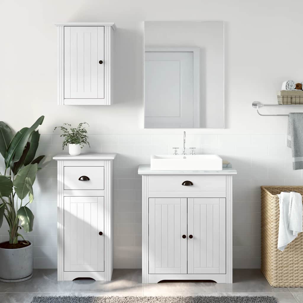 Set Mobili da Bagno 3 pz BODO Bianco in Legno Massello di Pino
