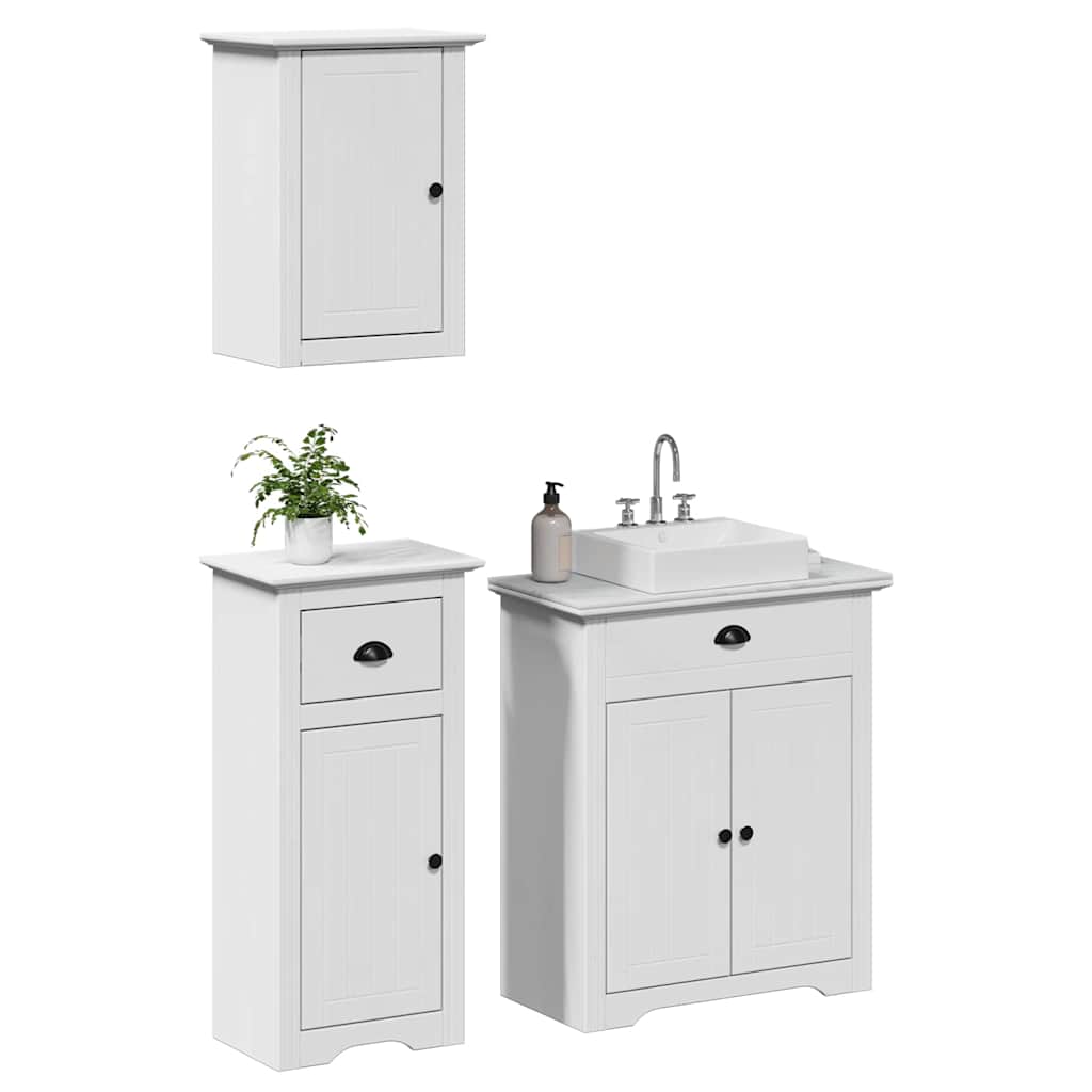 Set Mobili da Bagno 3 pz BODO Bianco in Legno Massello di Pino
