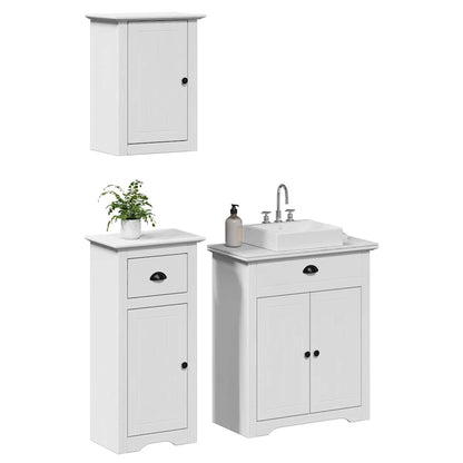 Set Mobili da Bagno 3 pz BODO Bianco in Legno Massello di Pino